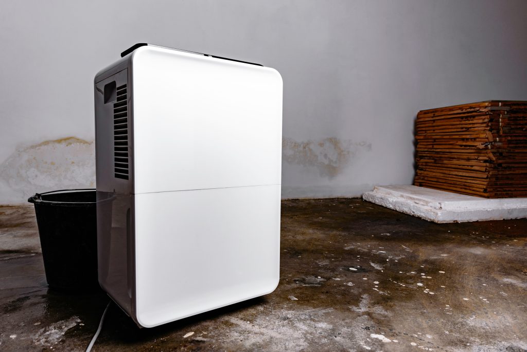 Dehumidifier in a basement