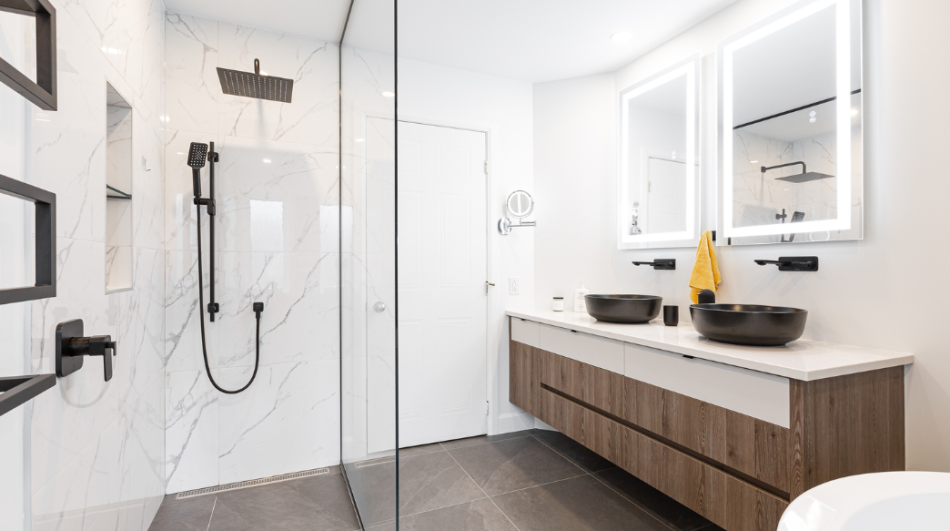 Japanese Style Bathrooms  Japanese Influence with Black Tiles